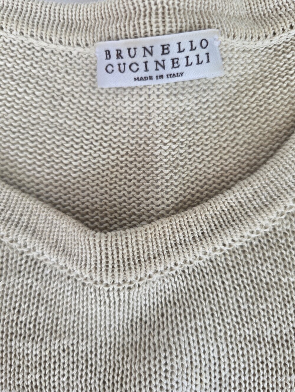 Brunello Cucinelli Beige Knit Top Monili Beaded Pocket Made in Italy M - Picture 8 of 12